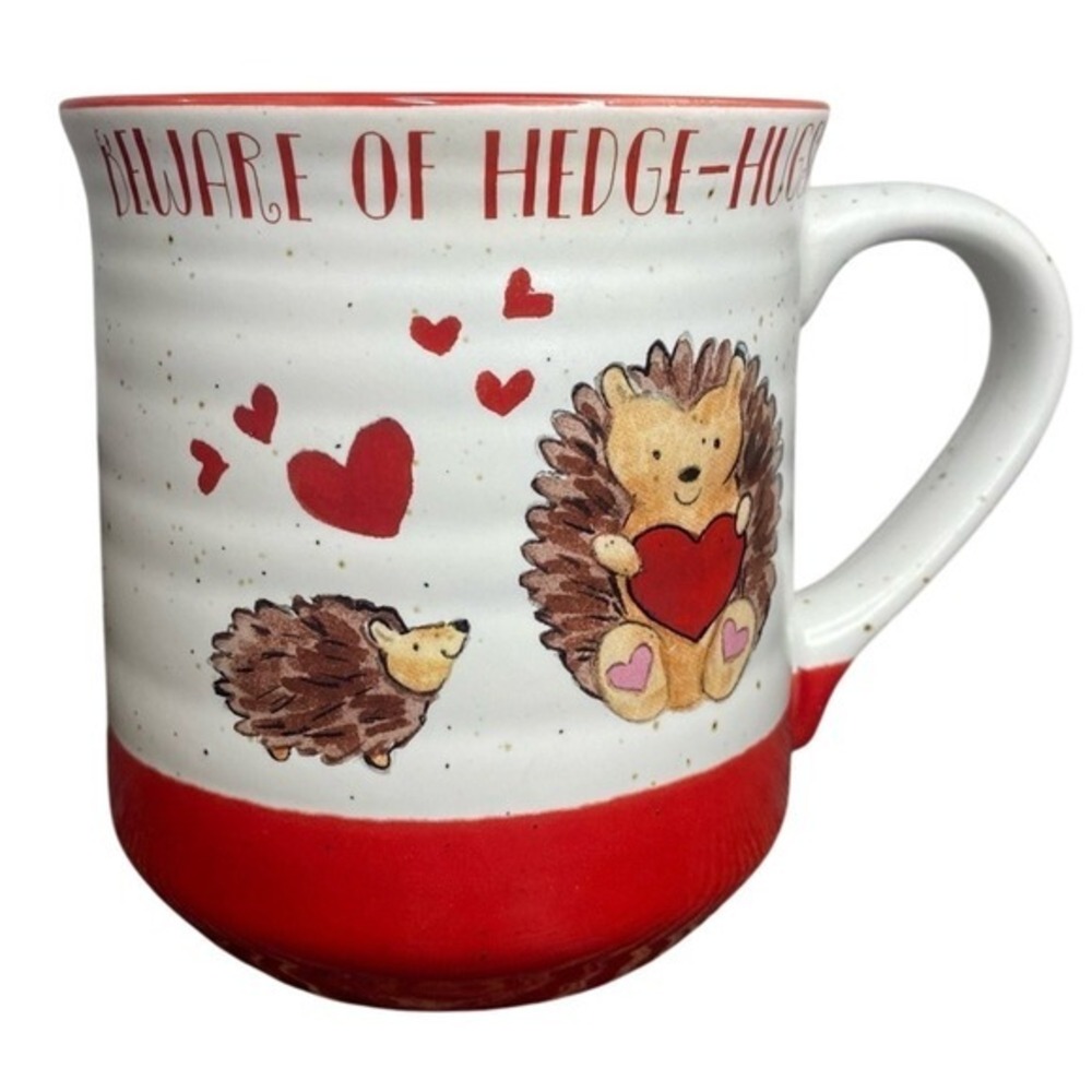 Beware of Hedge Hugs Coffee Mug Novelty Hedgehog Lover Gift Idea Tea Cup Cute